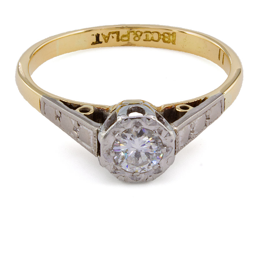 18ct gold & Platinum Diamond solitaire Ring size K